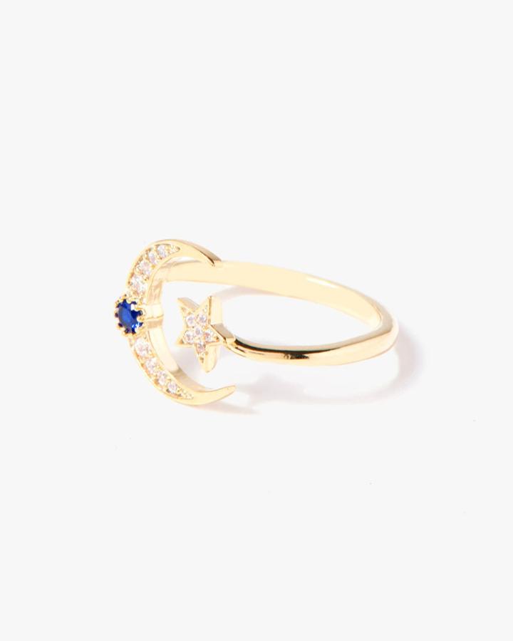 7 For All Mankind Women's Star Moon Open Ring In Gold