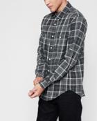 7 For All Mankind Men's Long Sleeve Brushed Plaid Shirt In Charcoal