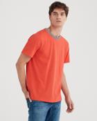7 For All Mankind Short Sleeve Ringer Tee In Oroya Red