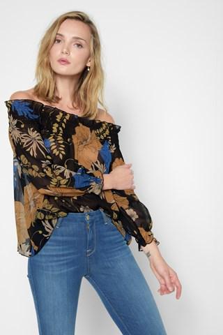 7 For All Mankind Billow Sleeve Shoulder Top In Havannah