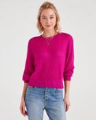 7 For All Mankind Open Weave Sweater In Electric Pink