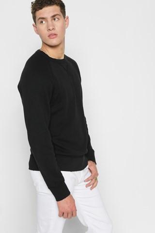 7 For All Mankind Reverse Side Panel Crewneck Sweatshirt With Destruction In Vintage Black