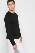 7 For All Mankind Reverse Side Panel Crewneck Sweatshirt With Destruction In Vintage Black