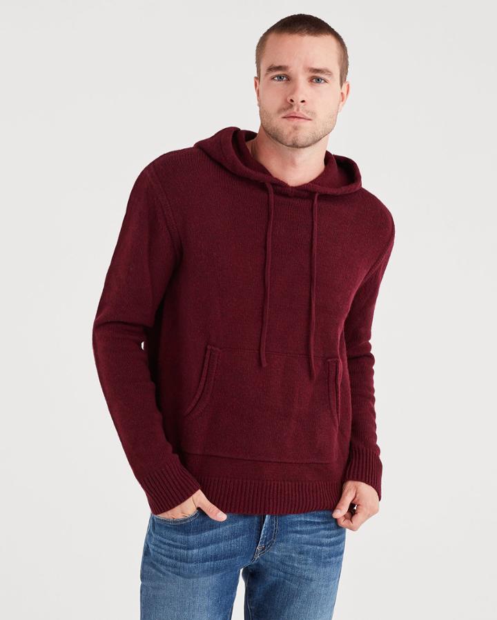 7 For All Mankind Marled Sweater Hoodie In Dark Burgundy