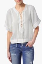 7 For All Mankind Short Sleeve Flutter Top In Pristine White