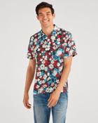 7 For All Mankind Men's Aloha Short Sleeve Shirt In X Ray Floral