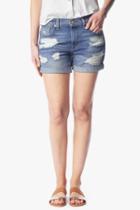 7 For All Mankind Relaxed Mid Roll Up Short With Destroy In Rigid Blue Orchid
