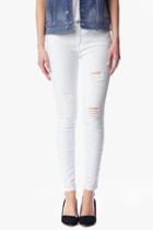 7 For All Mankind Ankle Skinny With Destroy In Clean White