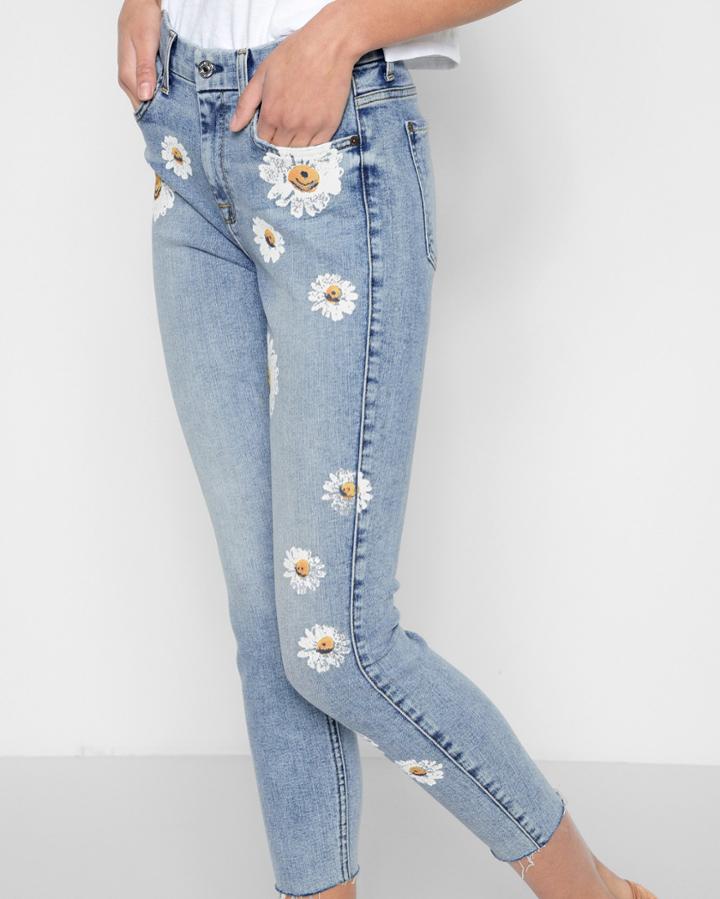 7 For All Mankind Women's High Waist Ankle Skinny In Desert Springs With Daisies