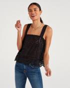 7 For All Mankind Women's Eyelet Tank Top In Jet Black