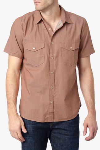 7 For All Mankind Short Sleeve Patch Pocket Shirt In Cayenne