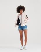 7 For All Mankind Lace Up Bomber In Petal Pink