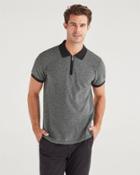 7 For All Mankind Men's Marled Pique Half Zip Polo In Charcoal