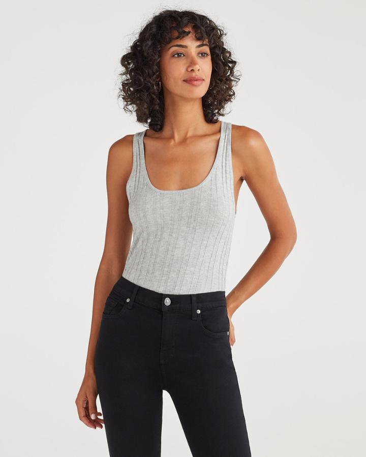 7 For All Mankind Women's Cashmere Blend Racer Back Tank In Heather Grey