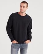 7 For All Mankind Stripe Sleeve Sweatshirt With Faux Leather In Black