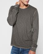 7 For All Mankind Men's Long Sleeve Raw Crew Neck Tee In Charcoal