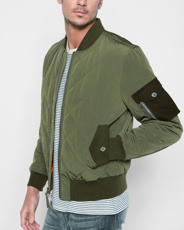 7 For All Mankind Men's Military Patch Bomber In Army