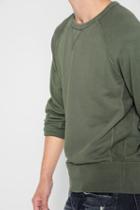 7 For All Mankind Reverse Side Panel Crewneck Sweatshirt In Fatigue