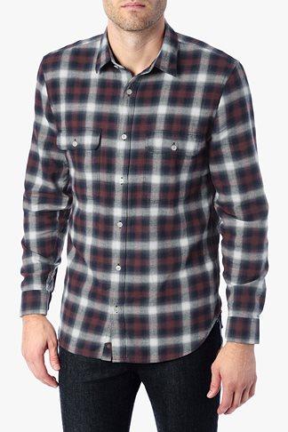 7 For All Mankind Plaid Flannel Shirt In Dark Crimson