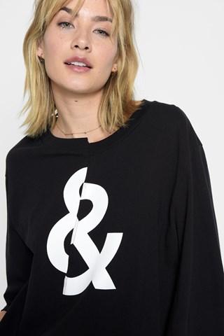 7 For All Mankind & 3/4 Sleeve Tee In Black