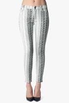 7 For All Mankind The Ankle Skinny In Black And White Reptile (28 Inseam)