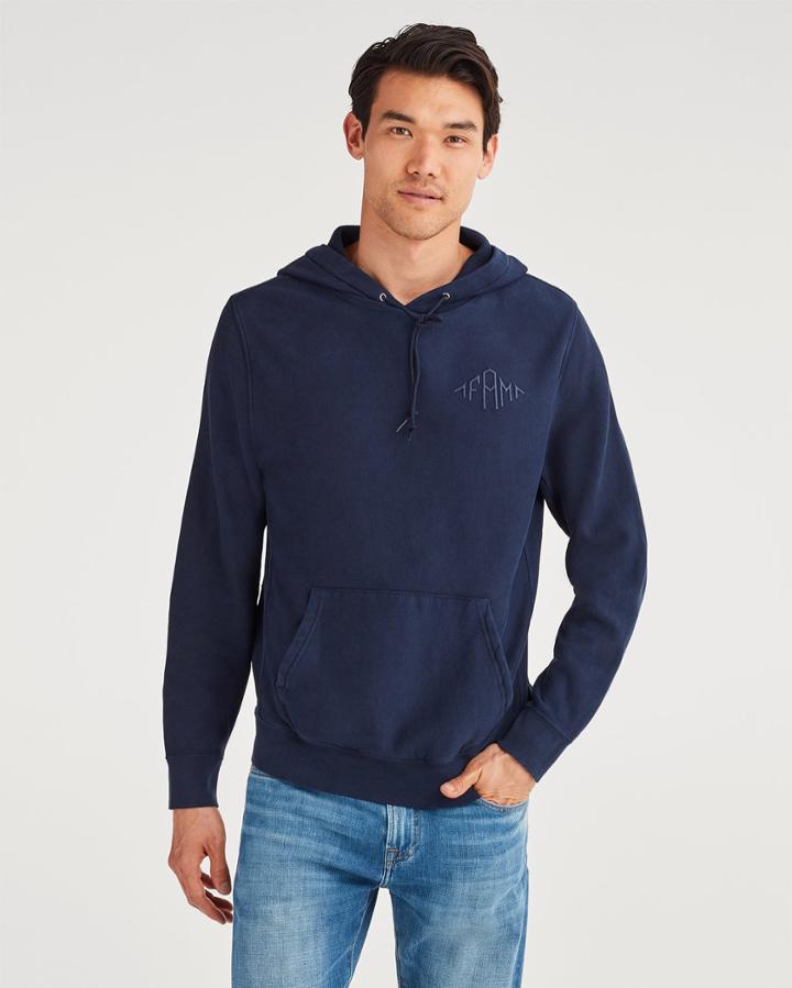 7 For All Mankind Men's Commons Graphic Hoodie In Vintage Navy
