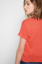 7 For All Mankind Short Sleeve Tie Front Top In Hibiscus