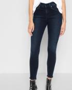 7 For All Mankind Women's High Waist Ankle Skinny With Raw Hem In Smoked Indigo