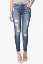 7 For All Mankind Ankle Skinny With Destroy In Distressed Authentic Light