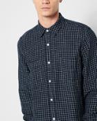 7 For All Mankind Men's Long Sleeve Double Face Plaid Shirt In Navy