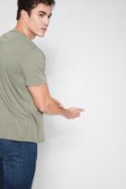 7 For All Mankind Short Sleeve Raw Pocket Crew In Sage Green