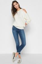 7 For All Mankind Split Sleeve Sweater In Ice Cream