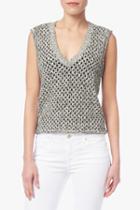 7 For All Mankind Crochet Stitch Shell In Black/white