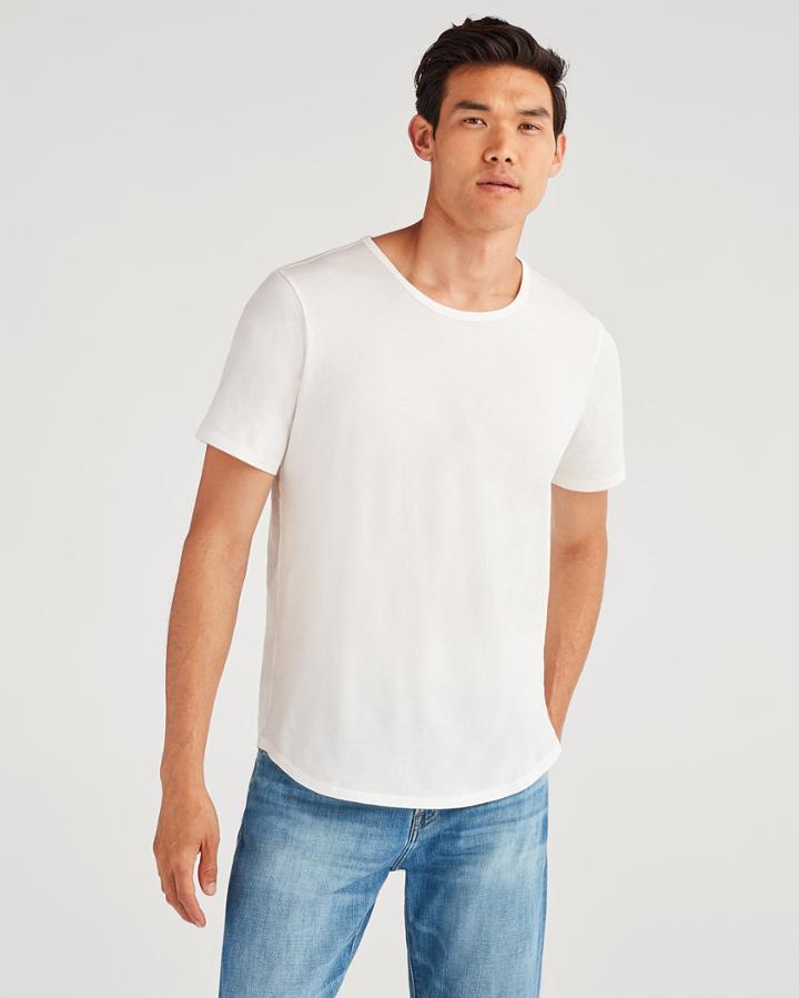 7 For All Mankind Men's Roamer Crew Tee In Hi-lo White