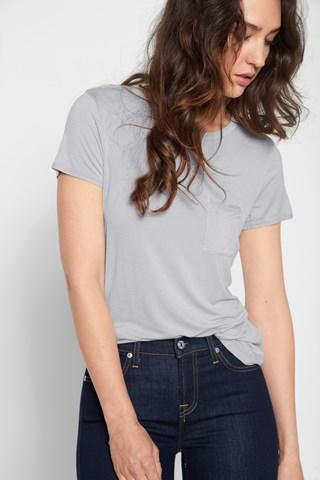 7 For All Mankind Crew Neck Tee In Light Grey