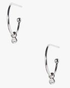 7 For All Mankind Women's Large Sized Hoops With Cz Charm In Silver