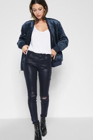 7 For All Mankind Ankle Skinny Coated With Destroy In Ink