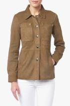 7 For All Mankind Suede Military Jacket In Tortoise Shell