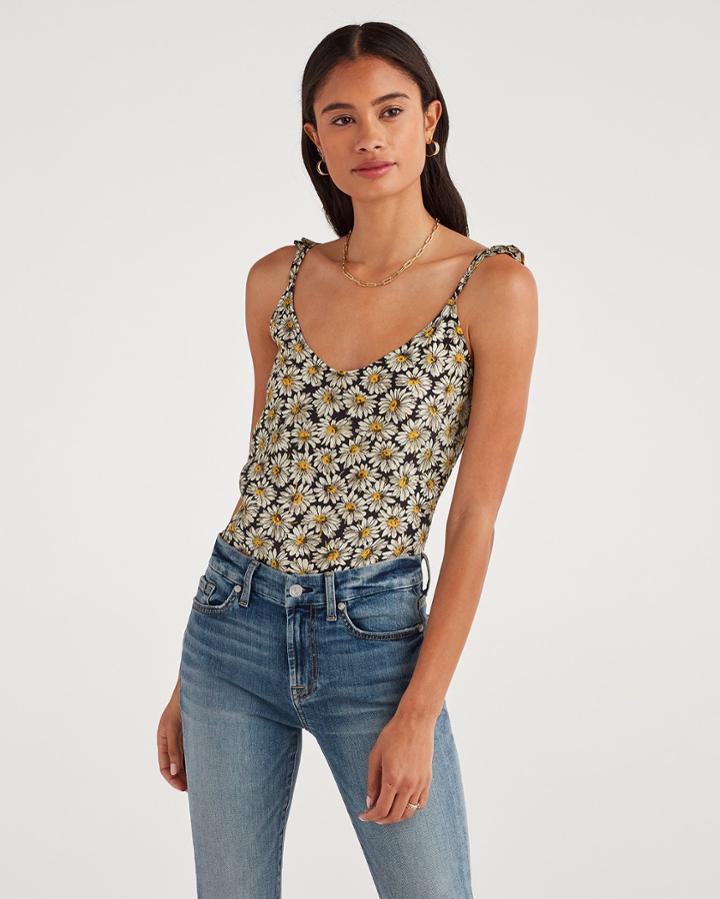 7 For All Mankind Women's Mini Ruffle Strap Tank In Daisy Print
