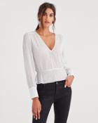 7 For All Mankind Deep V-neck Peplum Top In Silver