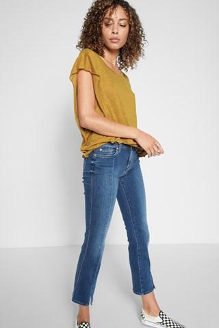 7 For All Mankind Linen Flutter Sleeve Tee In Marigold