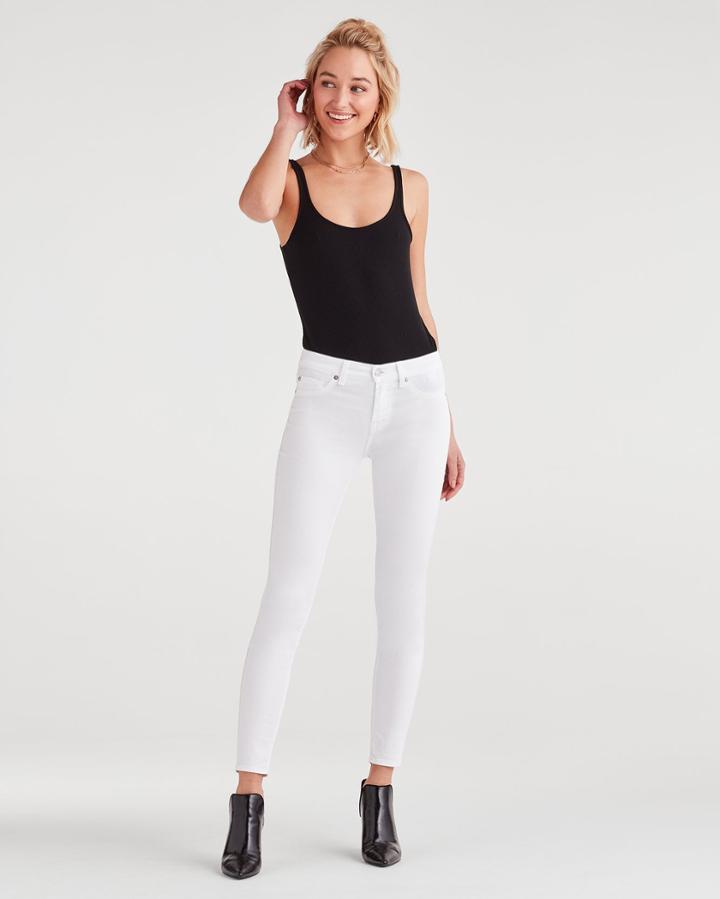 7 For All Mankind Women's Ankle Skinny In Clean White