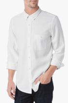 7 For All Mankind Long Sleeve Textured Oxford Shirt In White
