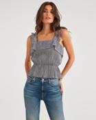 7 For All Mankind Women's Ruffle Strap Top In Gingham