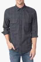 7 For All Mankind Long Sleeve Brused Flannel Shirt In Navy Plaid