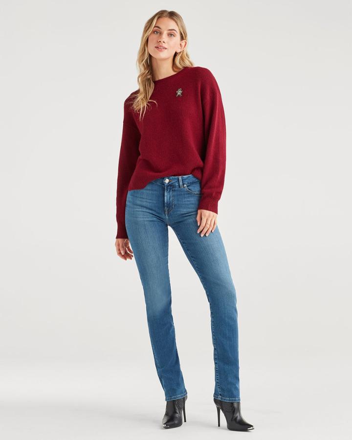7 For All Mankind Women's Slim Illusion Kimmie Straight In Luxe Love Story