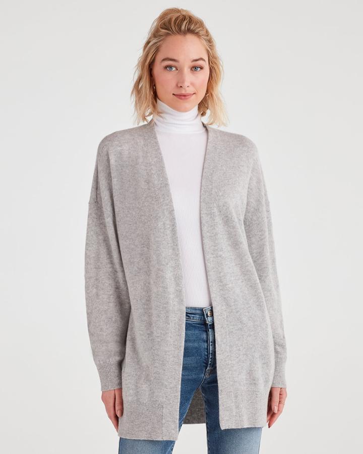7 For All Mankind Cashmere Evil Eye Cardigan In Light Heather Grey
