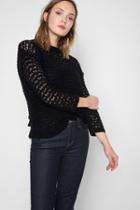 7 For All Mankind Long Sleeve Tie Back Sweater In Black