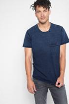7 For All Mankind Short Sleeve Raw Pocket Crew In Indigo