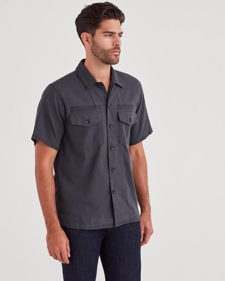 7 For All Mankind Men's Short Sleve Military Shirt